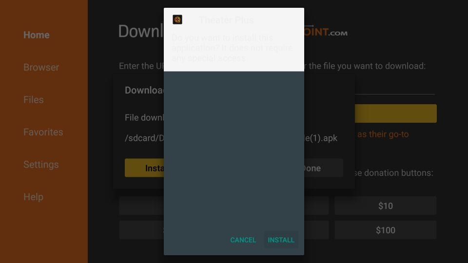 installing theater plus apk on Firestick