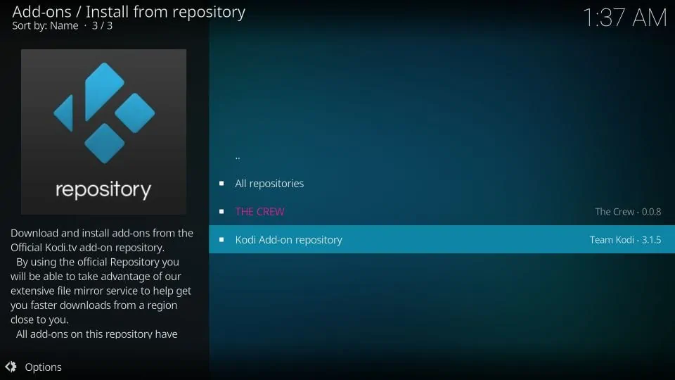 open official kodi repository