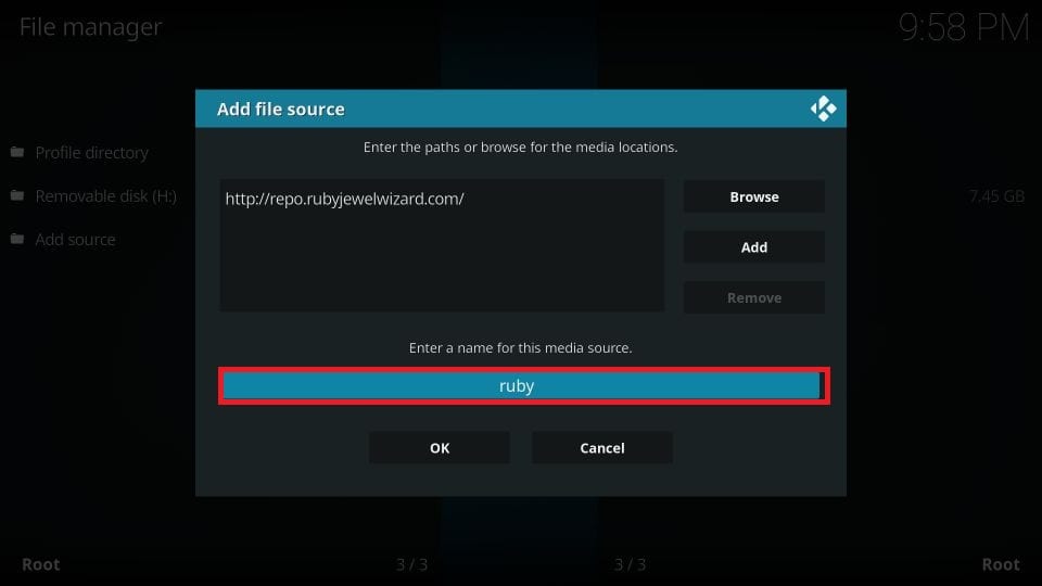 add ruby repo link in file manager