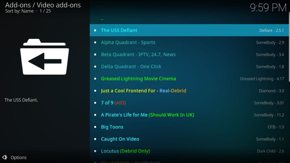 download the uss defiant addon for kodi