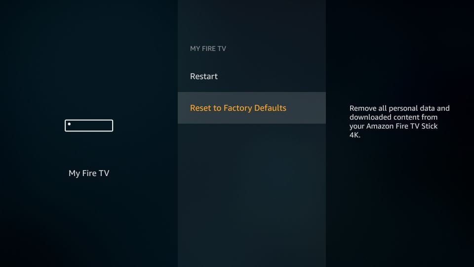 click reset to factory defaults on firestick