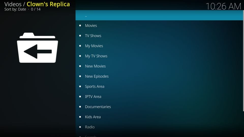 addon main screen