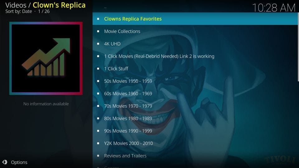 How to use clown’s replica kodi addon