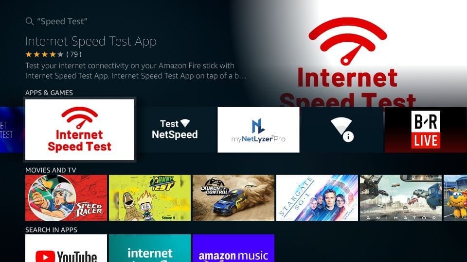 click the internet speed test app