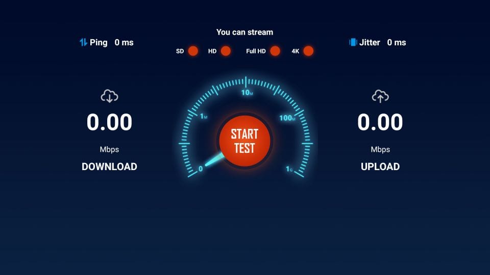 click start test to test the internet speed on firestick