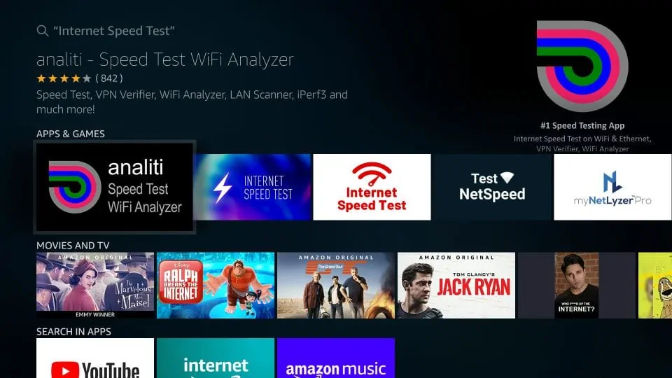 analiti wifi speed test app on firestick