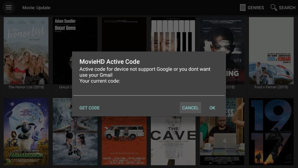 activate movie hd using code/PIN