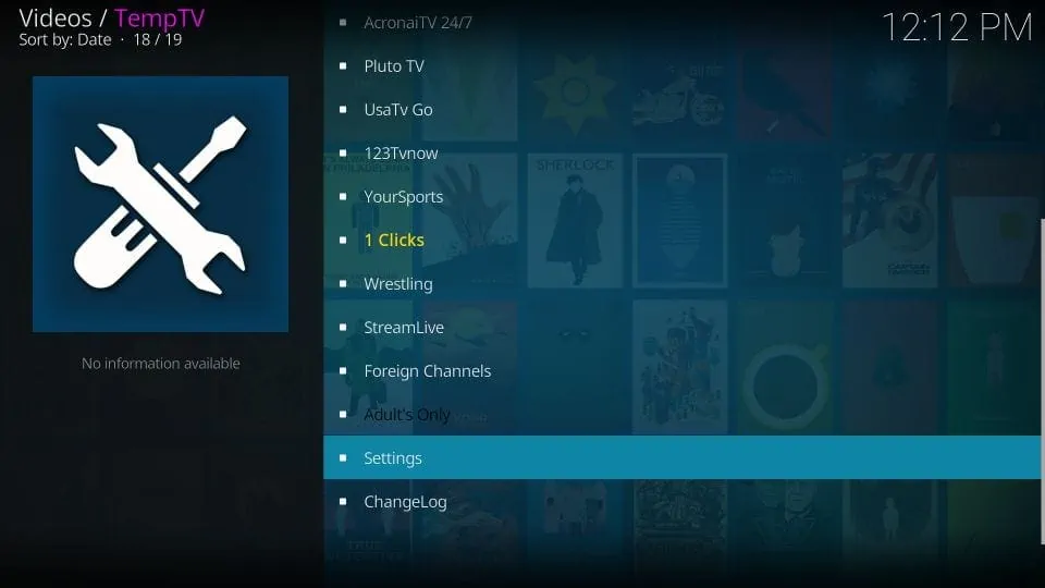 temptv kodi addon settings