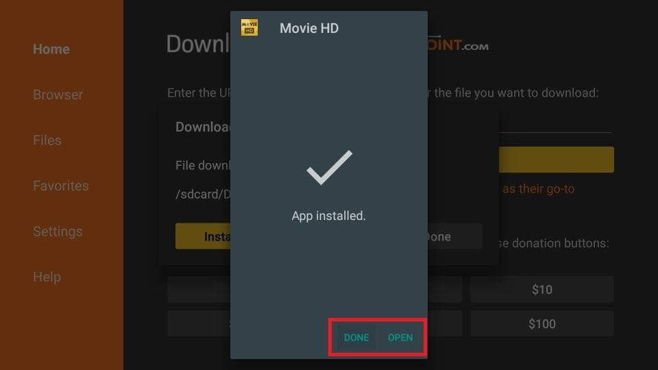 move hd app installed