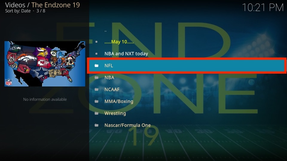 go to nfl section