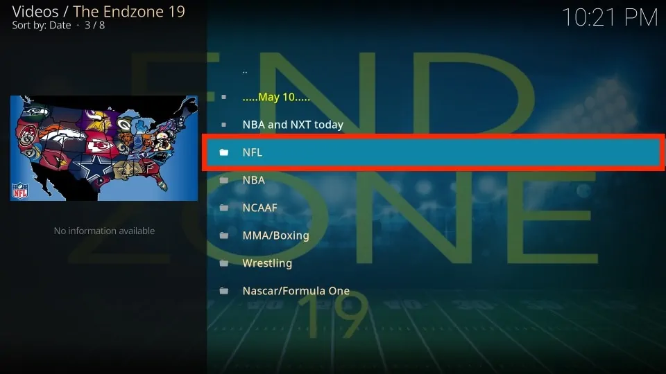 go to nfl section