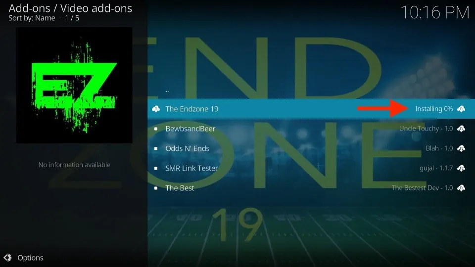 endzone addon for kodi