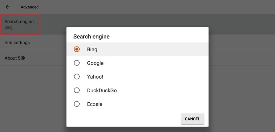 change default search engine on firestick