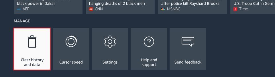 clear history and data on firestick
