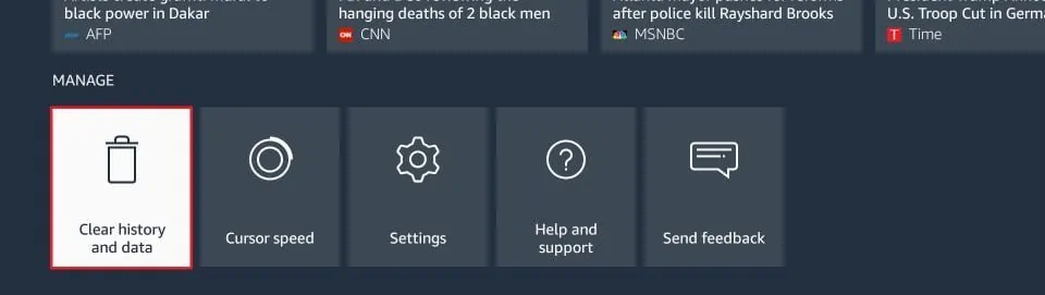 clear history and data on firestick