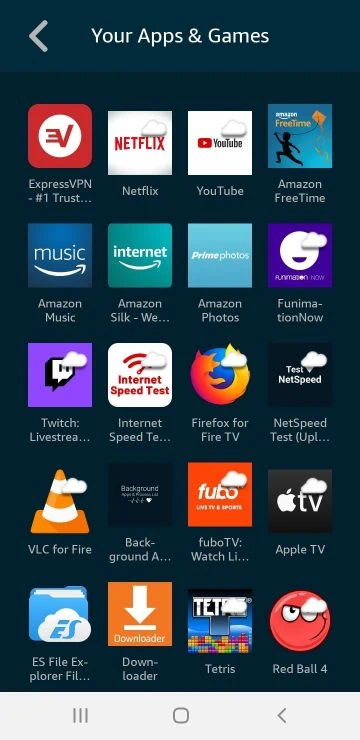 open fire stick apps in remote app