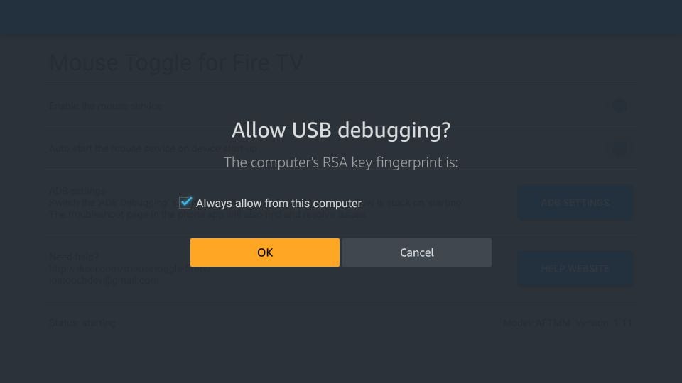 allow usb debugging