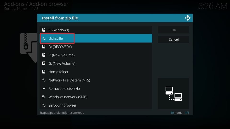 How to install Clicksville addon on kodi