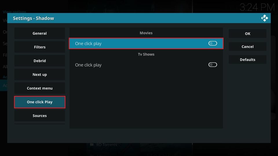 Shadow addon on kodi