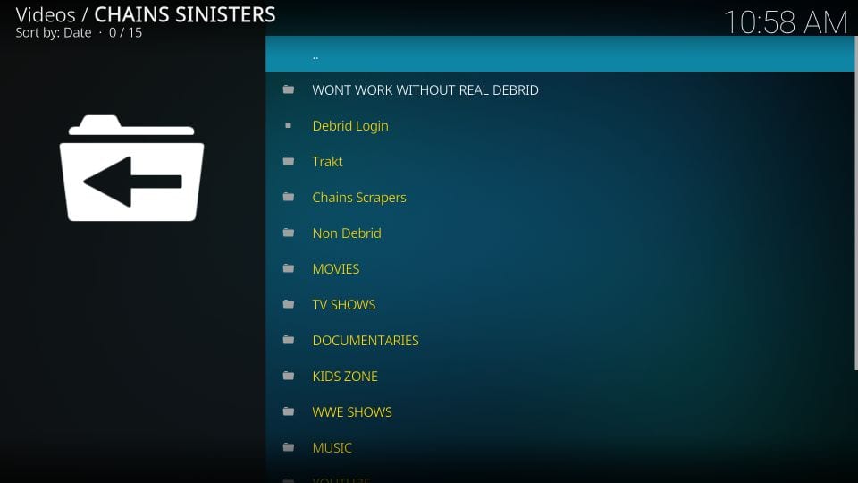 Use chains and sinister six kodi addon