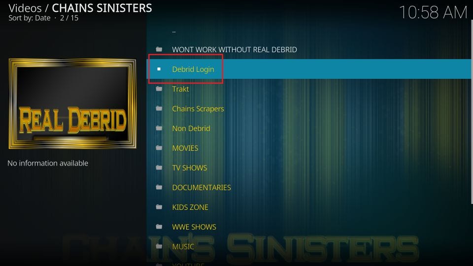 Chains and sinister six kodi addon