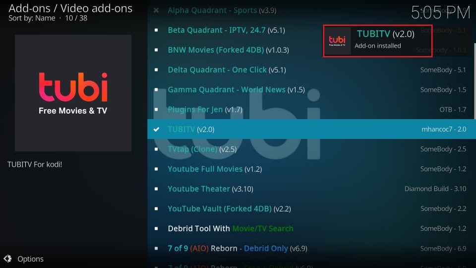 how to install tubi tv on kodi