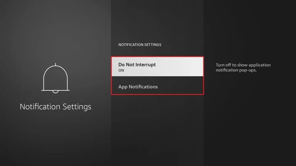 do not interrupt and app notifications on amazon fire tv