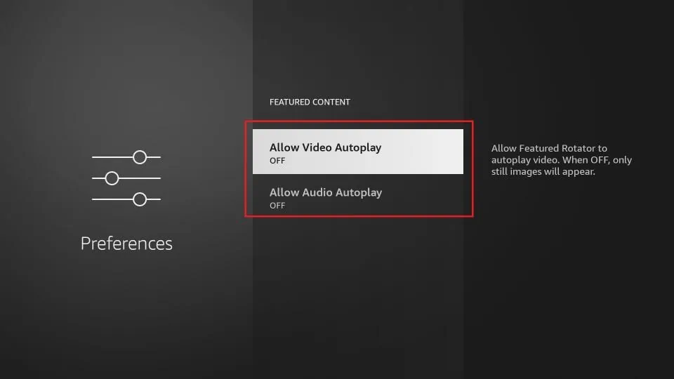 disable video autoplay on fire tv stick