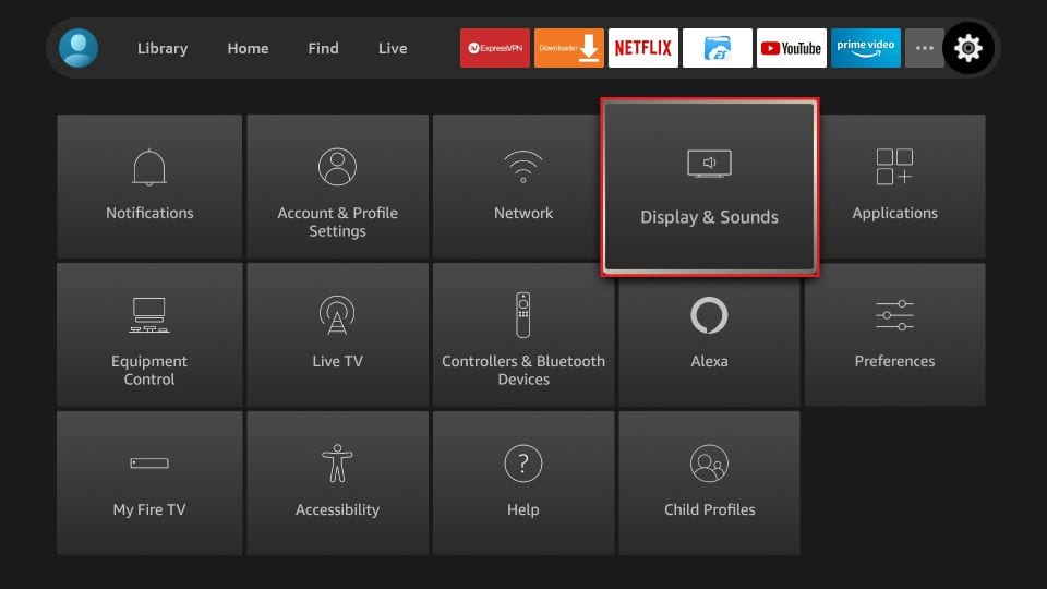 display and sounds menu on amazon fire tv