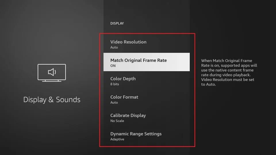 modify display settings on firestick