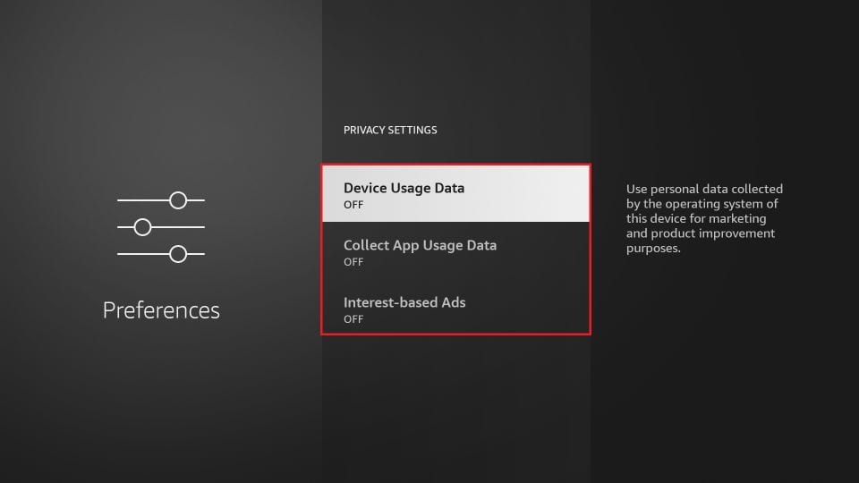 disable device usage data setting