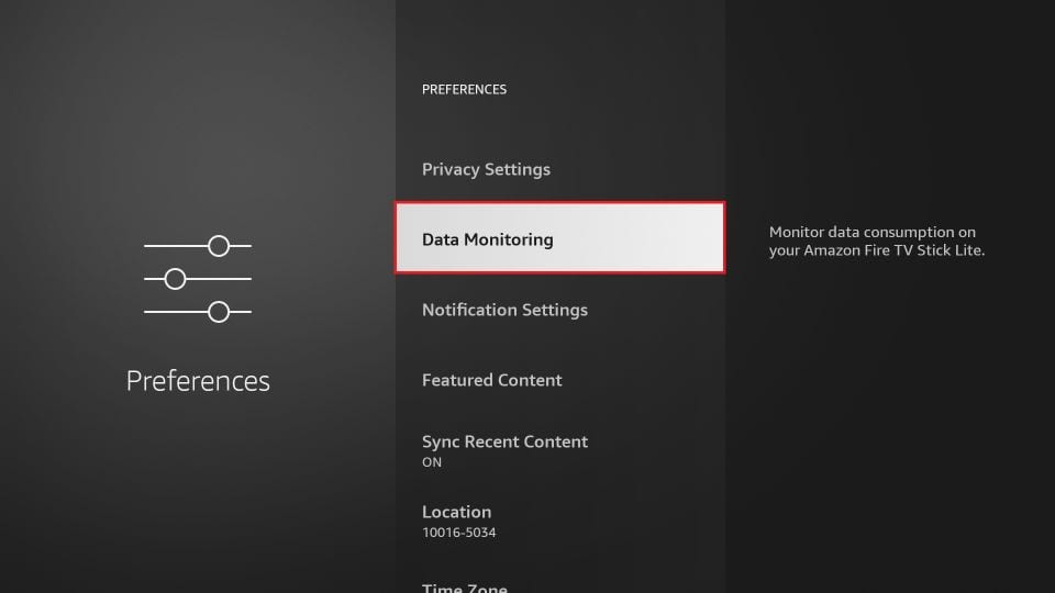 data monitoring settings