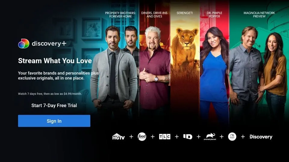 discovery+ firestick home screen