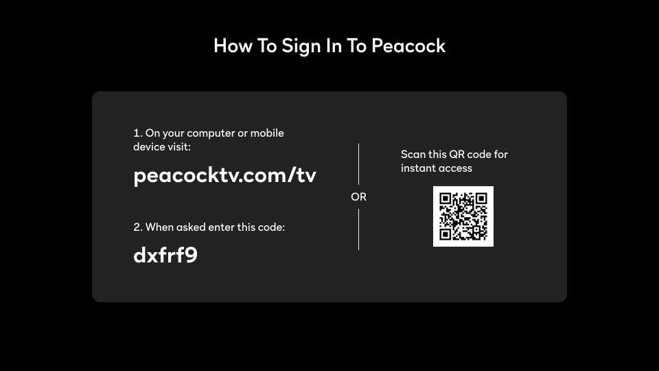 signing in to Peacock tv on firestick app