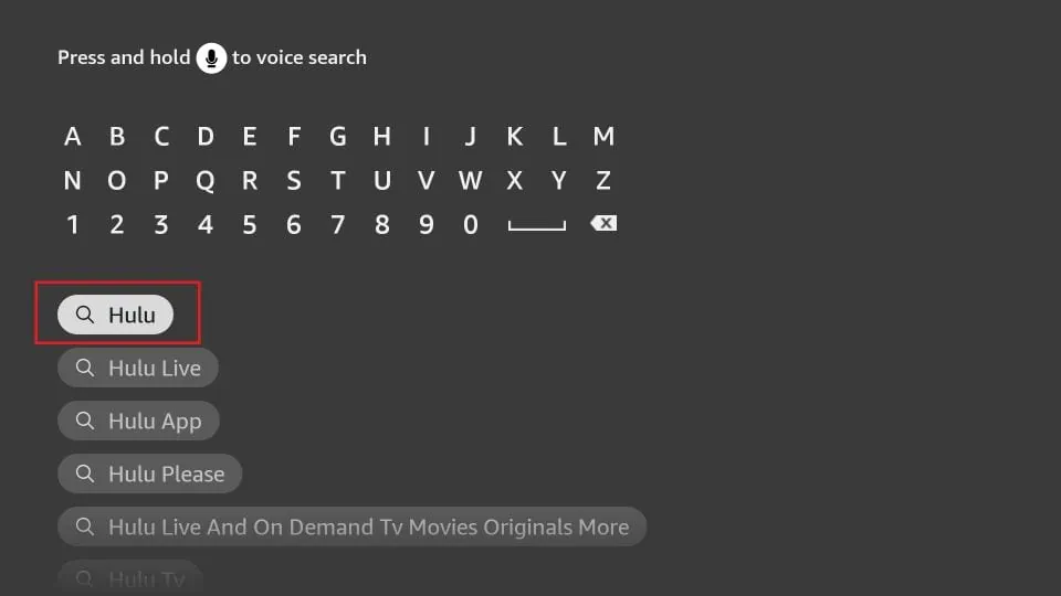 type hulu and select search results