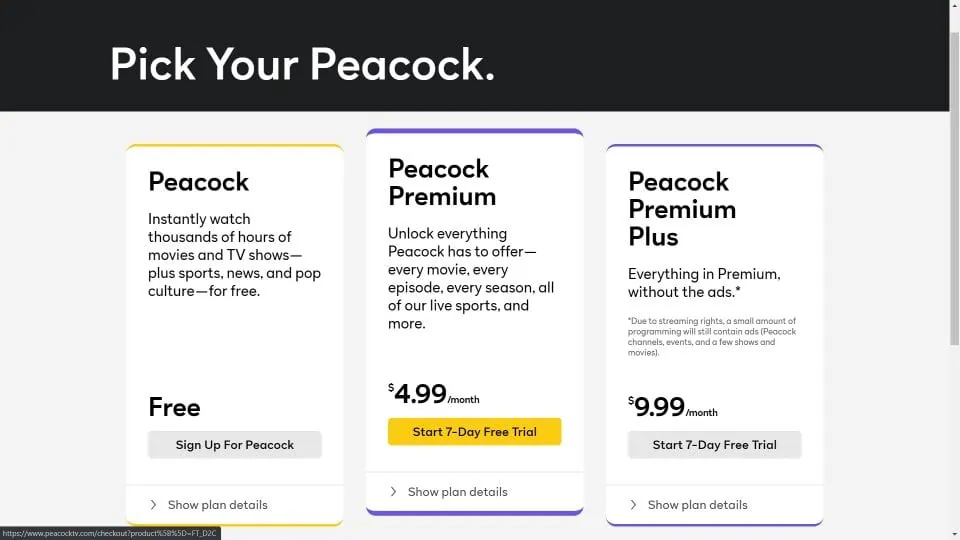 peacock tv price and plans