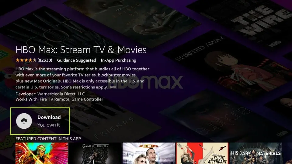 download hbo max on fire stick