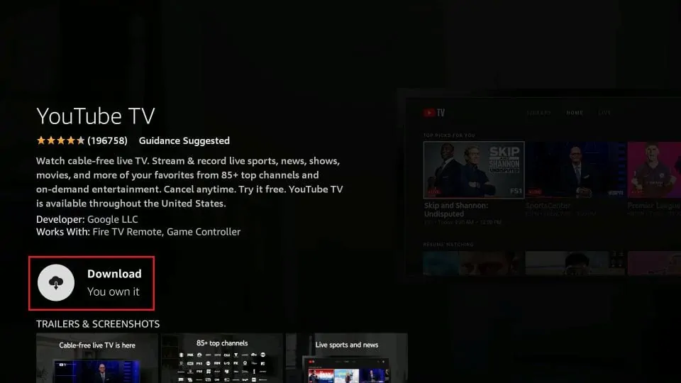 how to install youtube tv on firestick