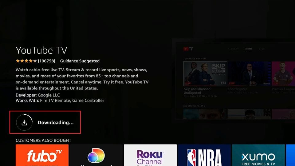 download youtube tv on amazon fire tv