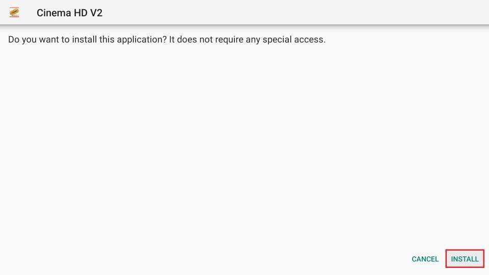 click install cinema hd on firestick