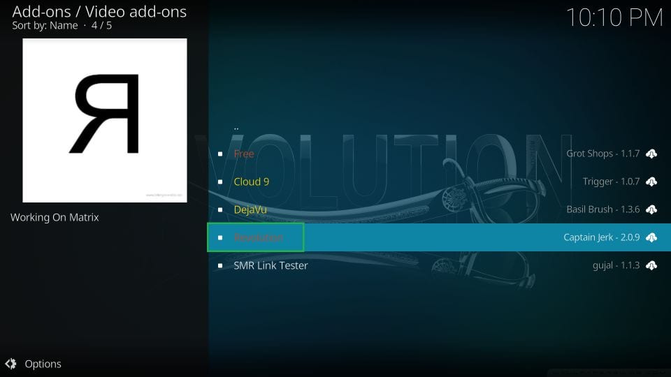 Install revolution addon for kodi