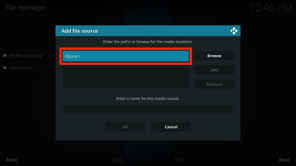 click none kodi