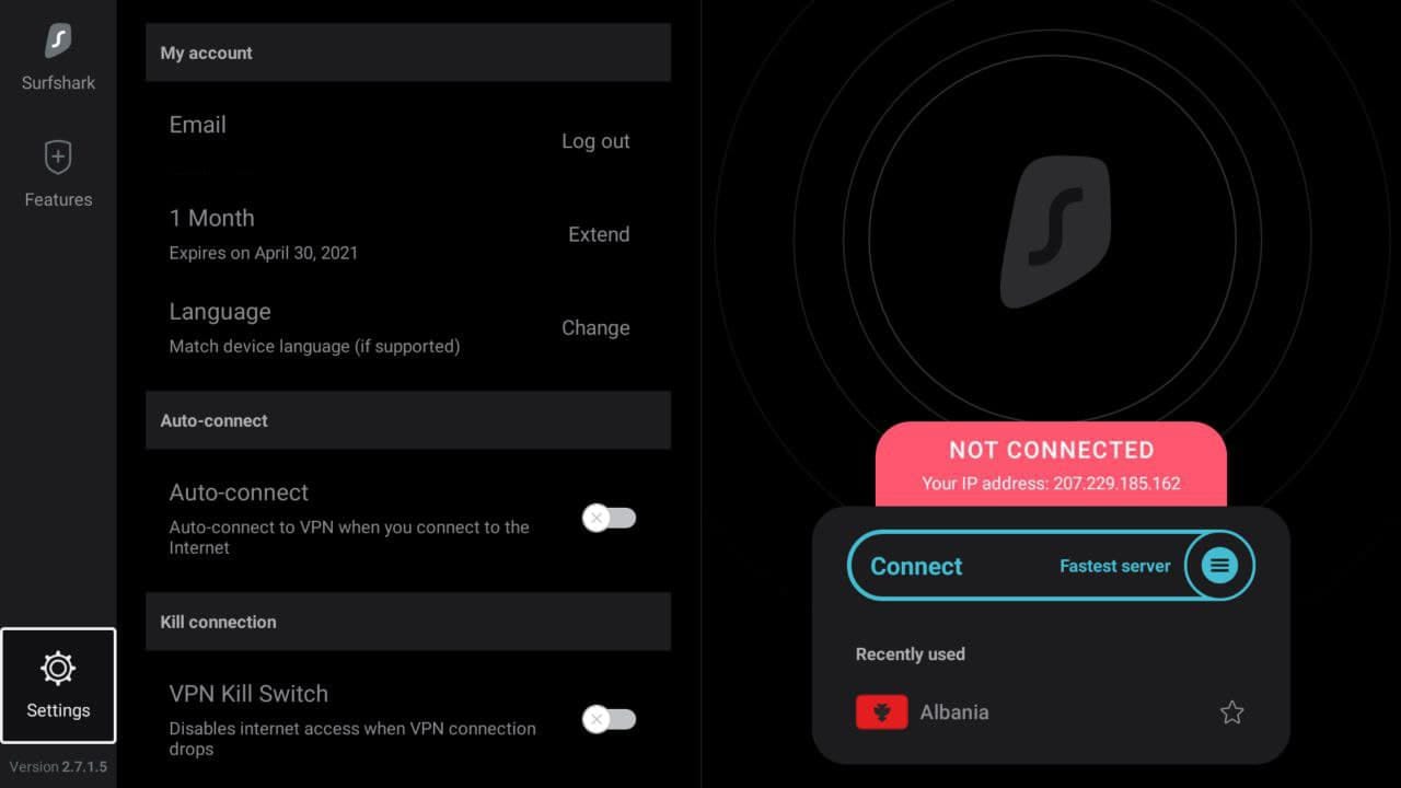surfshark settings