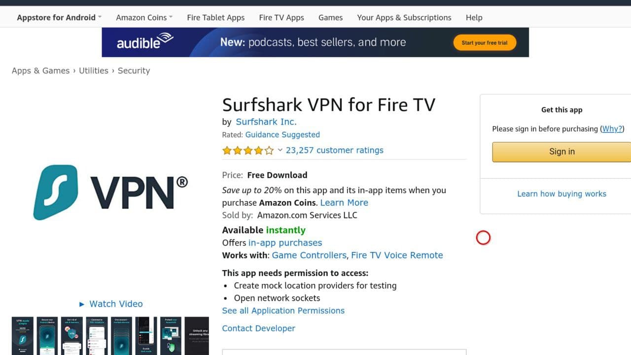 surfshark vpn for fire tv on amazon app store