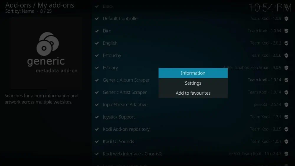 uninstall addons from kodi