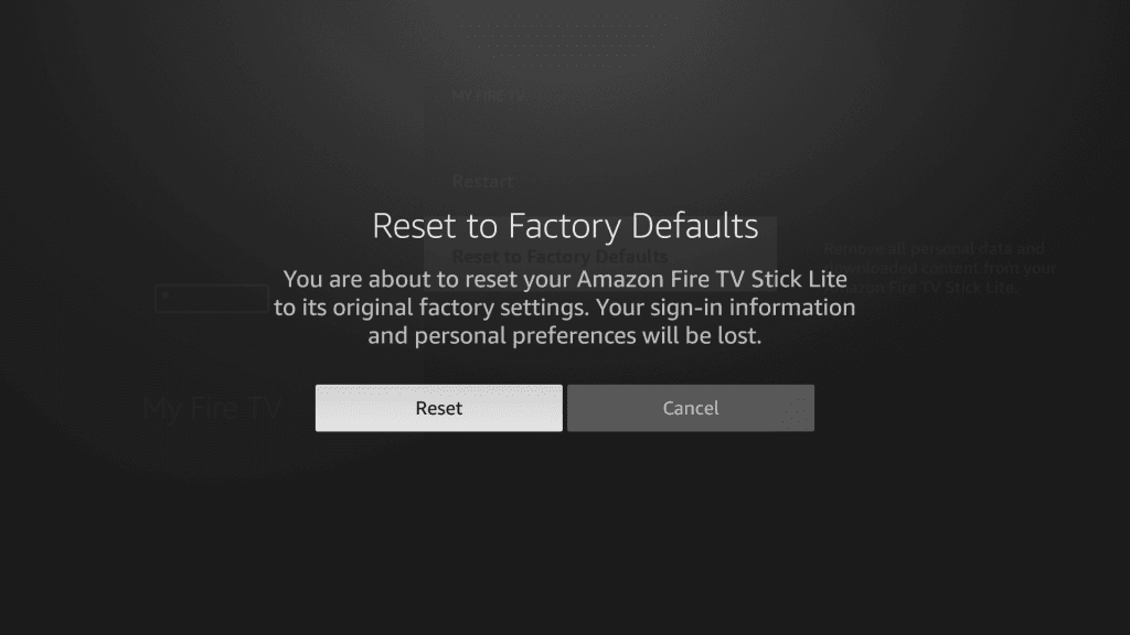 reset firestick to factory defaults