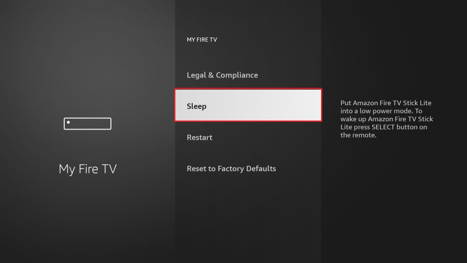 turn off firestick and send in sleep mode