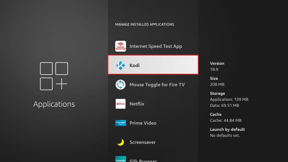 kodi in firestick settings