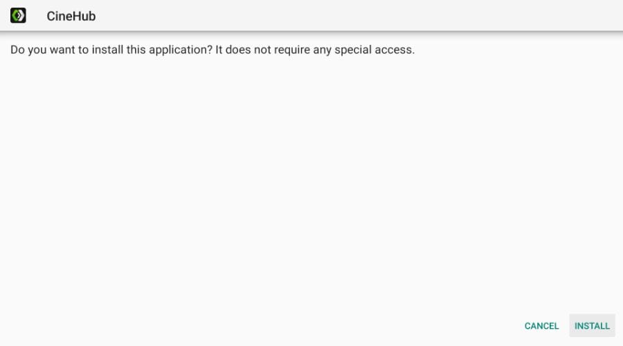 Click on Install to get cinehub app on your firestick