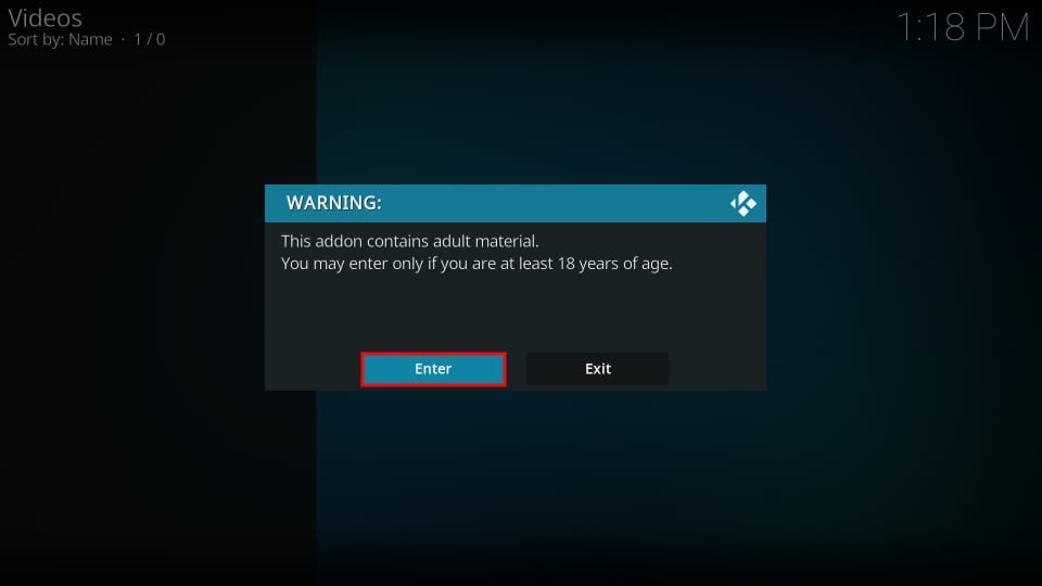 Cumination addon warning for age